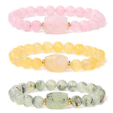 Rose Pink Quartz Citrine Stretch Bracelet Healing Reiki Stone Bangles