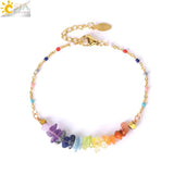 CSJA 7 Chakra Natural Stone Bracelet Reiki Amethysts Chain