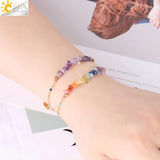 CSJA 7 Chakra Natural Stone Bracelet Reiki Amethysts Chain