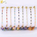 CSJA 7 Chakra Natural Stone Bracelet Reiki Amethysts Chain