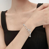 Stainless Steel Chain Bracelet Natural Stones Stretch Beads Charm Quartz Wristba