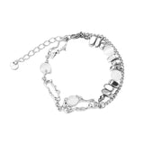 Stainless Steel Chain Bracelet Natural Stones Stretch Beads Charm Quartz Wristba