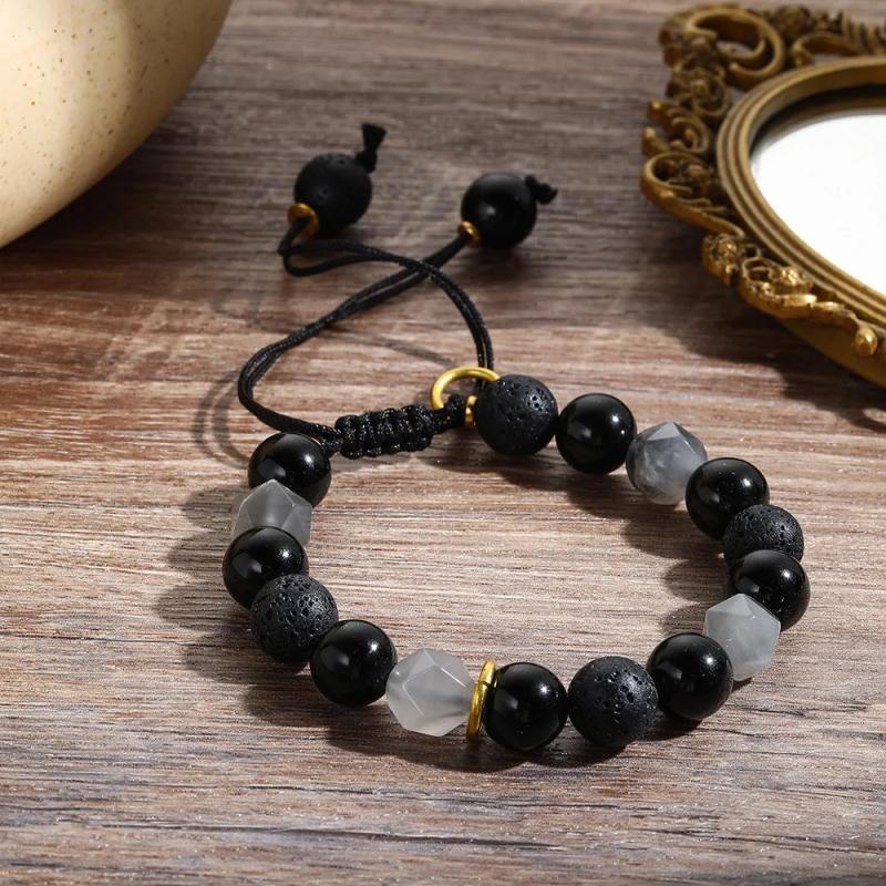 Volcanic Stone Beaded Bracelets Men Women Braided Yoga Bracelet