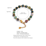 Indian Agate Stone Beads Bracelet Stainless Steel Summer Jewelry