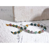 Indian Agate Stone Beads Bracelet Stainless Steel Summer Jewelry