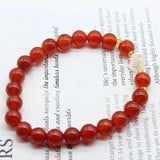 Red Carnelian Stone Bracelet Clover Shell Spacer Beads Bangle