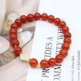 Red Carnelian Stone Bracelet Clover Shell Spacer Beads Bangle
