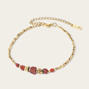 YACHAN Red Natural Stone Beaded Bracelet for Women