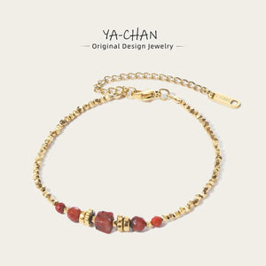 YACHAN Red Natural Stone Beaded Bracelet for Women