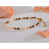 Pearl Bead Chain Bling Bracelet Bangle Stainless Steel