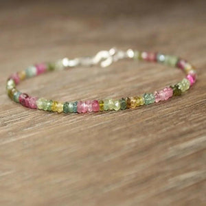 Watermelon Tourmaline Ombre Bracelet Pink Green Layering Beaded Jewelry