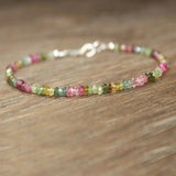 Watermelon Tourmaline Ombre Bracelet Pink Green Layering Beaded Jewelry