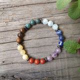 Aquamarine Prayer Bracelet, 7 Charm Japa Mala Spiritual Jewelry