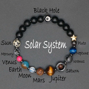 Natural Stone Beads Solar System Bracelet Couple Galaxy Planets Bracelet