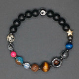 Natural Stone Beads Solar System Bracelet Couple Galaxy Planets Bracelet