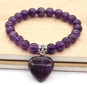 Natural Quartz Heart Bracelet Reiki Stone Jewelry