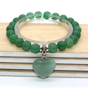Natural Quartz Heart Bracelet Reiki Stone Jewelry