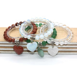 Natural Quartz Heart Bracelet Reiki Stone Jewelry
