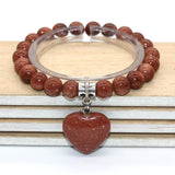 Natural Quartz Heart Bracelet Reiki Stone Jewelry