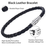 Men's Leather Bracelet Vintage Stainless Steel Magnet Clasp