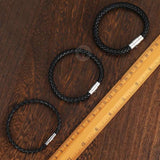 Men's Leather Bracelet Vintage Stainless Steel Magnet Clasp