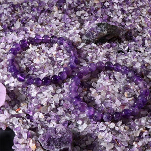 8mm Amethyst Bracelet Healing Stone Agate Bangle Reiki