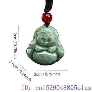 Green Burmese Jadeite Pendant Necklace Amulet Real Fine Jewelry Carved Gemstone