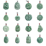 Green Burmese Jadeite Pendant Necklace Amulet Real Fine Jewelry Carved Gemstone