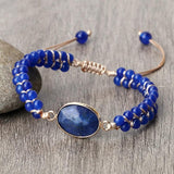 Chalcedony Stone Wrap Bracelet w/ Lazurite Pendant