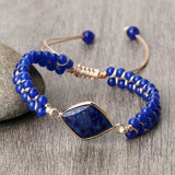 Chalcedony Stone Wrap Bracelet w/ Lazurite Pendant
