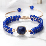 Chalcedony Stone Wrap Bracelet w/ Lazurite Pendant