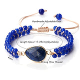 Chalcedony Stone Wrap Bracelet w/ Lazurite Pendant