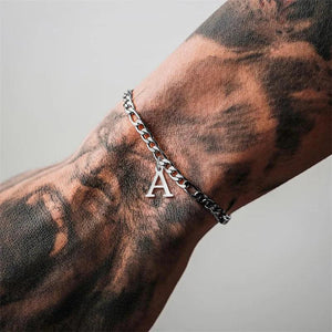 Classic A-Z Initial Letter Bracelet Men Stainless Steel Chain Bracelet