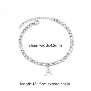Classic A-Z Initial Letter Bracelet Men Stainless Steel Chain Bracelet