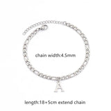 Classic A-Z Initial Letter Bracelet Men Stainless Steel Chain Bracelet