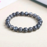 Natural Labradorite Stone Smooth Round Beads Bracelet Elasticity Jewelry