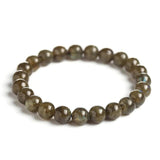 Natural Labradorite Stone Smooth Round Beads Bracelet Elasticity Jewelry