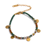 Bohemian Stone Coins Bracelet Stainless Steel Crystal