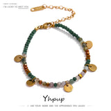 Bohemian Stone Coins Bracelet Stainless Steel Crystal