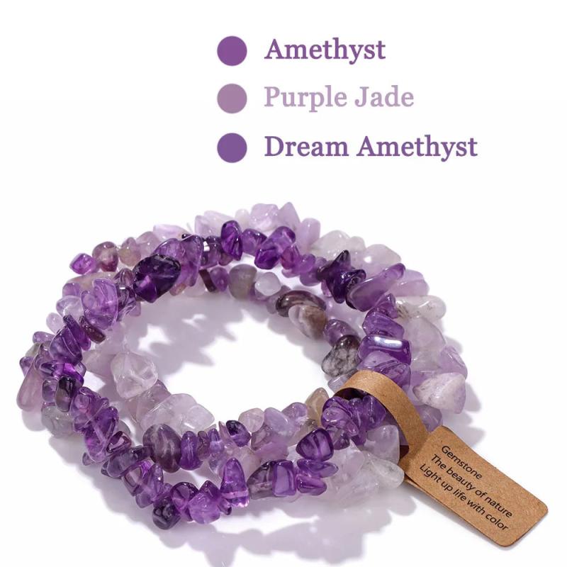 3pcs Gravel Chip Beads Bracelet Natural Stone Stretch Bracelet