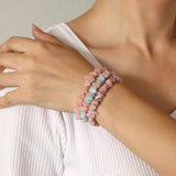 3pcs Gravel Chip Beads Bracelet Natural Stone Stretch Bracelet