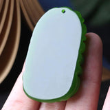 Zodiac Dragon Hetian Green Jade Pendant Necklace for Men