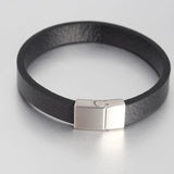 Braided Leather Bracelet Men Women Stainless Steel Magnetic Buckle