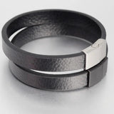 Braided Leather Bracelet Men Women Stainless Steel Magnetic Buckle