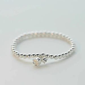 925 Silver Flower Bead Pearl Bracelet Adjustable Temperament Jewelry Gift