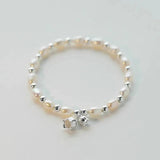 925 Silver Flower Bead Pearl Bracelet Adjustable Temperament Jewelry Gift