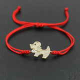 Zodiac Silver Dog Crystal Bracelet Lucky Chakra Braid Bracelet