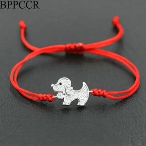 Zodiac Silver Dog Crystal Bracelet Lucky Chakra Braid Bracelet