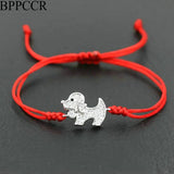 Zodiac Silver Dog Crystal Bracelet Lucky Chakra Braid Bracelet