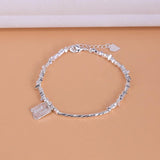 925 Silver Good Luck Tag Letter Punk Geometric Bracelet For Woman Girl